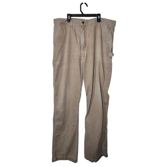 Mens Carhartt Carpenter Pants Relaxed Fit B324 ARG Tan 38x34 Workwear Cotton - Picture 1 of 5